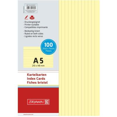 Brunnen, Fiche, Fiche DIN A5 lignée jaune 100 pcs/paquet (A5, 180 g/m²) Brunnen, Fiche, Fiche DIN A5 lignée jaune 100 pcs/paquet (A5, 180 g/m²)