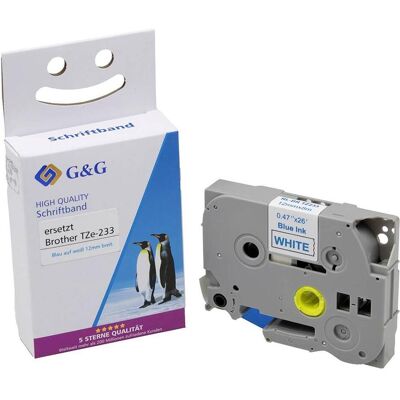 G&G Ruban blanc Police bleue - Ruban d'étiquetage 12mm 8m G&G Ruban blanc Police bleue - Ruban d'étiquetage 12mm 8m