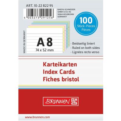 Brunnen, Fiche, Fiches A8 alignées (A8, 100x, 200 g/m²) Brunnen, Fiche, Fiches A8 alignées (A8, 100x, 200 g/m²)