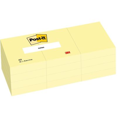 Post-it, Notes adhésives, Paquet de 12 Post It Jaune (38 x 51 mm) Post-it, Notes adhésives, Paquet de 12 Post It Jaune (38 x 51 mm)