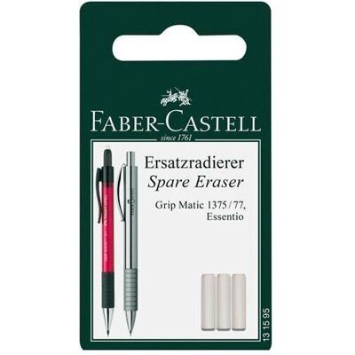 Faber-Castell, Crayon à papier + critérium, Gomme de rechange pour porte-mines (5 mm, 3x) Faber-Castell, Crayon à papier + critérium, Gomme de rechange pour porte-mines (5 mm, 3x)