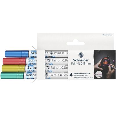 Schneider, Marqueur, Marqueur métallique Paint-It 010 0,8mm 4 couleurs de base (4x) Schneider, Marqueur, Marqueur métallique Paint-It 010 0,8mm 4 couleurs de base (4x)