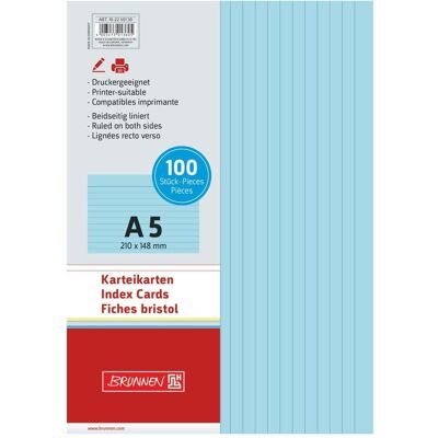 Brunnen, Fiche, Fiche DIN A5 lignée bleu 100 pcs/paquet (A5, 180 g/m²) Brunnen, Fiche, Fiche DIN A5 lignée bleu 100 pcs/paquet (A5, 180 g/m²)