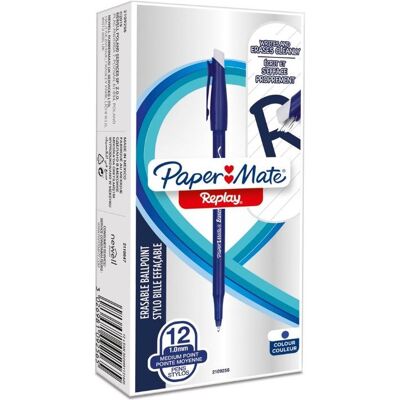 Paper Mate, Stylo, Gomme à effacer REPLAY boîte de 12 pcs bl.M (12x) Paper Mate, Stylo, Gomme à effacer REPLAY boîte de 12 pcs bl.M (12x)