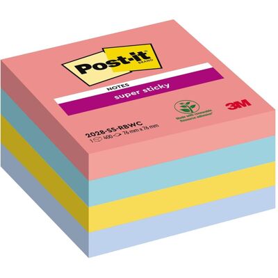 Post-it, Notes adhésives, Super Sticky notes adhésives cube arc-en-ciel (76 x 76 mm) Post-it, Notes adhésives, Super Sticky notes adhésives cube arc-en-ciel (76 x 76 mm)