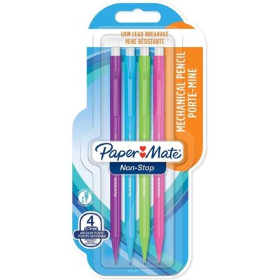 Paper Mate, Crayon à papier + critérium, Crayon à mine fine Non-Stop 4er 0,7mm Blister (0.70 mm, HB, 4x) Paper Mate, Crayon à papier + critérium, Crayon à mine fine Non-Stop 4er 0,7mm Blister (0.70 mm, HB, 4x)