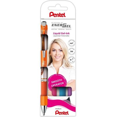 Pentel, Stylo, Roller à encre gel EnerGel XmRT, jeu de 4, couleurs fantaisie (4x) Pentel, Stylo, Roller à encre gel EnerGel XmRT, jeu de 4, couleurs fantaisie (4x)