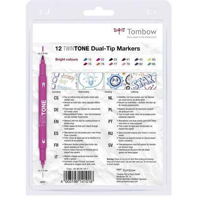 Tombow, Écriture + dessin, Marqueur TwinTone coul.claire (12x) Tombow, Écriture + dessin, Marqueur TwinTone coul.claire (12x)