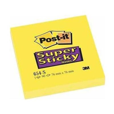Post-it, Notes adhésives, Papillons adhésifs Super Sticky extra-forts 654-S jaune 12 blocs (76 x 76 mm) Post-it, Notes adhésives, Papillons adhésifs Super Sticky extra-forts 654-S jaune 12 blocs (76 x 76 mm)