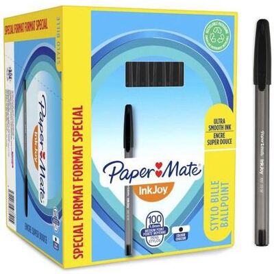 Paper Mate, Stylo, Paper:Mate stylo à bille InkJoy 100, Value Pack, noir (100x) Paper Mate, Stylo, Paper:Mate stylo à bille InkJoy 100, Value Pack, noir (100x)