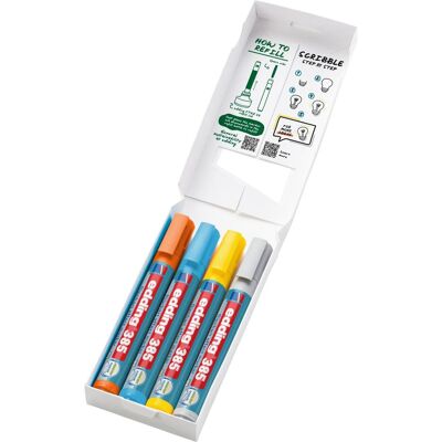Edding, Marqueur, 385 Flipchart-Marker farbsortiert 1,0 - 5,0 mm, 4 St. (4x) Edding, Marqueur, 385 Flipchart-Marker farbsortiert 1,0 - 5,0 mm, 4 St. (4x)