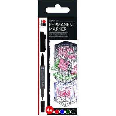 Marabu, Marqueur, Set de marqueurs permanents Graphix, 4 stylos (4x) Marabu, Marqueur, Set de marqueurs permanents Graphix, 4 stylos (4x)