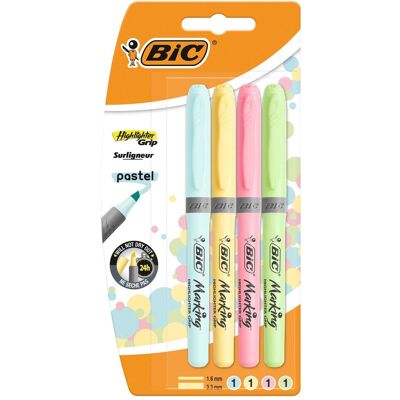 Bic, Marqueur, PASTELLE DE HAUTE TENEUR - Surligneur (4x) Bic, Marqueur, PASTELLE DE HAUTE TENEUR - Surligneur (4x)