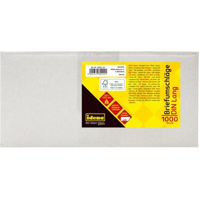 Idena, Enveloppes, BU DL blanc 75g 1000er sk o.F. FSC-Mix (DIN long (11 x 22 cm), 1000x) Idena, Enveloppes, BU DL blanc 75g 1000er sk o.F. FSC-Mix (DIN long (11 x 22 cm), 1000x)
