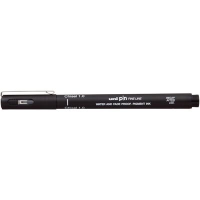Uni-ball, Stylo, Fineliner PIN Chisel 1.0, pointe biseautée, noir (1x) Uni-ball, Stylo, Fineliner PIN Chisel 1.0, pointe biseautée, noir (1x)