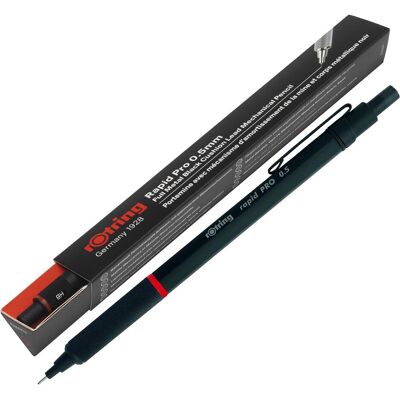 Rotring, Crayon à papier + critérium, Porte-mine rapid PRO NOIR, 0,5 mm (0.50 mm, HB, 1x) Rotring, Crayon à papier + critérium, Porte-mine rapid PRO NOIR, 0,5 mm (0.50 mm, HB, 1x)