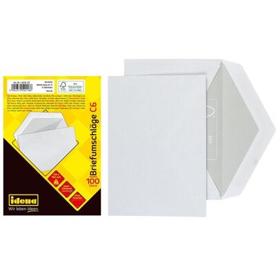 Idena, Enveloppes, BU C6 blanc 75g 100er nk o.F. FSC-Mix (C6, 100x) Idena, Enveloppes, BU C6 blanc 75g 100er nk o.F. FSC-Mix (C6, 100x)