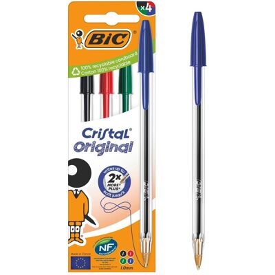 Magni, Stylo, Stylo à bille BIC Cristal 4 couleurs assorties Box 4 (4x) Magni, Stylo, Stylo à bille BIC Cristal 4 couleurs assorties Box 4 (4x)
