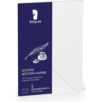 Rössler, Enveloppes, Briefumschläge Bütten weiss DIN C6 5 Stück (C6, 5x) Rössler, Enveloppes, Briefumschläge Bütten weiss DIN C6 5 Stück (C6, 5x)
