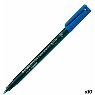 Staedtler Marqueur, Stylo universel permanent Lumocolor, bleu, résistant aux taches et à l'eau, sèche en quelques (10x) Staedtler Marqueur, Stylo universel permanent Lumocolor, bleu, résistant aux taches et à l'eau, sèche en quelques (10x)