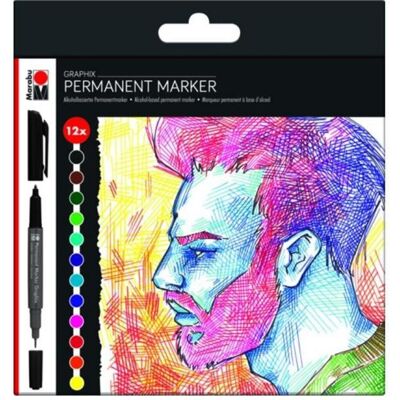 Marabu, Marqueur, Marqueur permanent Graphix set, 12 pièces (12x) Marabu, Marqueur, Marqueur permanent Graphix set, 12 pièces (12x)