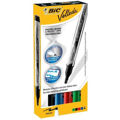 Bic, Marqueur, Pochette d'encre liquide Velleda (4x) Bic, Marqueur, Pochette d'encre liquide Velleda (4x)