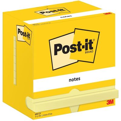 Post-it, Notes adhésives, Papillons adhésifs Standard 655 jaune 12 blocs (127 x 76 mm) Post-it, Notes adhésives, Papillons adhésifs Standard 655 jaune 12 blocs (127 x 76 mm)