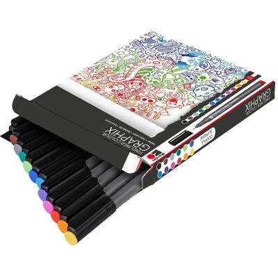 Marabu, Stylo, Fineliner Graphix Doodle Supreme 0,5 mm, 12 pièces (12x) Marabu, Stylo, Fineliner Graphix Doodle Supreme 0,5 mm, 12 pièces (12x)