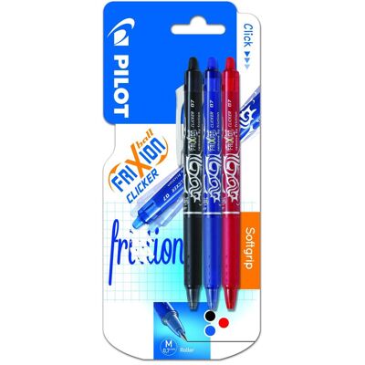 Pilot, Stylo, FriXion Ball Clicker Stylo rétractable clipsable (e) (3x) Pilot, Stylo, FriXion Ball Clicker Stylo rétractable clipsable (e) (3x)