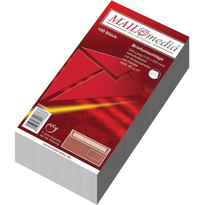 Mailmedia, Enveloppes, Enveloppe, DIN Lang, blanc, hk, mF, offset, 80g/qm, petit paquet 100 pièces (110 x 220 mm, 100x) Mailmedia, Enveloppes, Enveloppe, DIN Lang, blanc, hk, mF, offset, 80g/qm, petit paquet 100 pièces (110 x 220 mm, 100x)