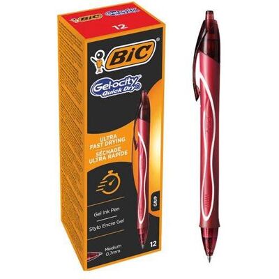 Bic, Stylo, Stylo gel Gel-ocity Quick Dry 0.7 mm rouge, 12 pièces (12x) Bic, Stylo, Stylo gel Gel-ocity Quick Dry 0.7 mm rouge, 12 pièces (12x)