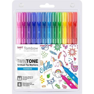 Tombow, Écriture + dessin, TwinTone Rainbow (12x) Tombow, Écriture + dessin, TwinTone Rainbow (12x)