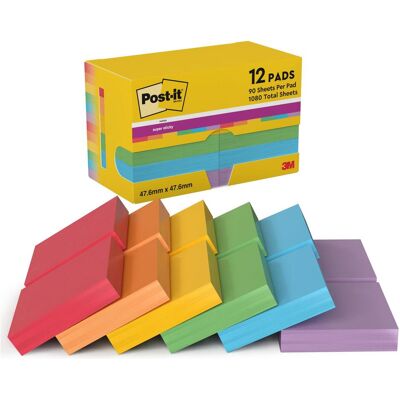 Post-it, Notes adhésives, Super Sticky Playful (47.60 x 47.60 mm) Post-it, Notes adhésives, Super Sticky Playful (47.60 x 47.60 mm)