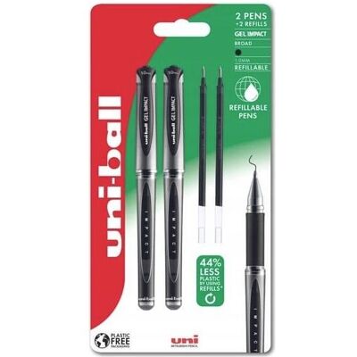 Uni-ball, Stylo, Gel Impact 153 2pcs variété gel Rollerpenne +2pcs refills, stregbredde 1,0mm (2x) Uni-ball, Stylo, Gel Impact 153 2pcs variété gel Rollerpenne +2pcs refills, stregbredde 1,0mm (2x)
