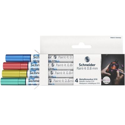 Schneider, Marqueur, Marqueur métallique Paint-It 010 0,8mm 4 couleurs de base (4x) Schneider, Marqueur, Marqueur métallique Paint-It 010 0,8mm 4 couleurs de base (4x)
