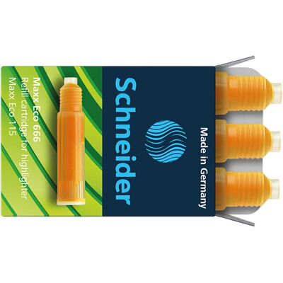Schneider, Marqueur, Recharge Maxx Eco 666 Surligneur Maxx Eco 115 orange 2,1ml 3 pcs/paquet (3x) Schneider, Marqueur, Recharge Maxx Eco 666 Surligneur Maxx Eco 115 orange 2,1ml 3 pcs/paquet (3x)