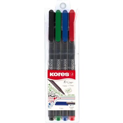 Kores, Marqueur, Fineliner Set avec 4 couleurs FL28114 (4x) Kores, Marqueur, Fineliner Set avec 4 couleurs FL28114 (4x)