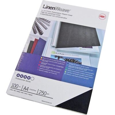 GBC LinenWeave - Carton A4 100 pcs - noir, Relieuse : accessoires, Noir GBC LinenWeave - Carton A4 100 pcs - noir, Relieuse : accessoires, Noir