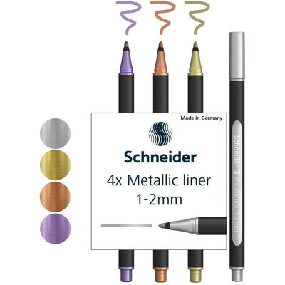 Schneider, Marqueur, Metallicliner Paint-It 020 1-2mm étui de 4 pièces (4x) Schneider, Marqueur, Metallicliner Paint-It 020 1-2mm étui de 4 pièces (4x)