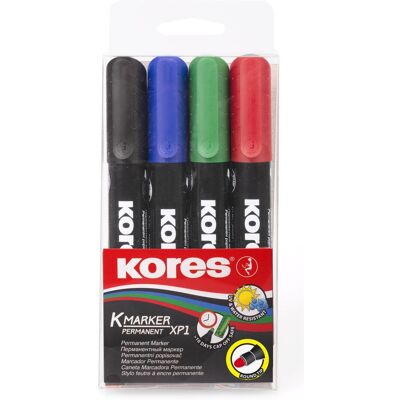 Kores, Marqueur, Marqueur permanent, pointe ogive (4x) Kores, Marqueur, Marqueur permanent, pointe ogive (4x)