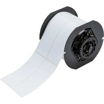 Brady, Rouleau d’étiquettes, B33-327-499, Tissu nylon, blanc, mat, 38.10 x 101.60 mm, permanent, 2 pistes (450 E.) Brady, Rouleau d’étiquettes, B33-327-499, Tissu nylon, blanc, mat, 38.10 x 101.60 mm, permanent, 2 pistes (450 E.)