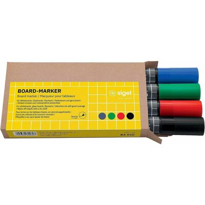 Sigel, Marqueur, Marqueur non-permanent 4 pièces, noir/bleu/vert/rouge (4x) Sigel, Marqueur, Marqueur non-permanent 4 pièces, noir/bleu/vert/rouge (4x)