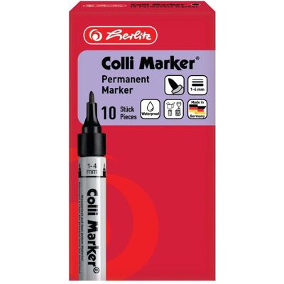 Herlitz, Marqueur, Marqueur permanent Colli 1-4 mm, 10 pièces, noir (10x) Herlitz, Marqueur, Marqueur permanent Colli 1-4 mm, 10 pièces, noir (10x)