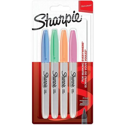 Sharpie, Marqueur, Marqueur pointe fine ronde F 4 couleurs pastel (4x) Sharpie, Marqueur, Marqueur pointe fine ronde F 4 couleurs pastel (4x)