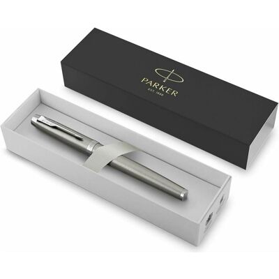 Parker Pen, Stylo, Roller IM Essential, acier inoxydable C.C. Épaisseur de trait : M, couleur du trait : noir, corps (1x) Parker Pen, Stylo, Roller IM Essential, acier inoxydable C.C. Épaisseur de trait : M, couleur du trait : noir, corps (1x)