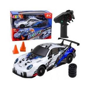 Lean Toys Ferngesteuertes Drift-Auto RC mit austauschbaren Rädern, Allradantrieb, blau, Massstab 1:24 Lean Toys Ferngesteuertes Drift-Auto RC mit austauschbaren Rädern, Allradantrieb, blau, Massstab 1:24