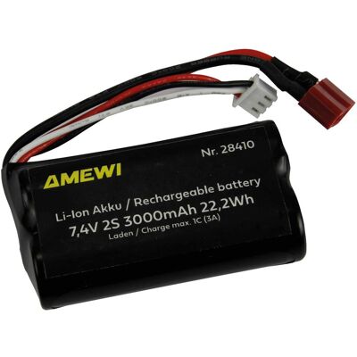 Amewi Li-Ion Akku 2S 7,4V 3000mAh T-Stecker (3000 mAh, 7.40 V) Amewi Li-Ion Akku 2S 7,4V 3000mAh T-Stecker (3000 mAh, 7.40 V)