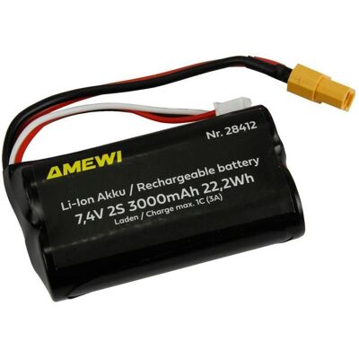Amewi Li-Ion Akku 2S 7,4V 3000mAh XT60 (3000 mAh, 7.40 V) Amewi Li-Ion Akku 2S 7,4V 3000mAh XT60 (3000 mAh, 7.40 V)