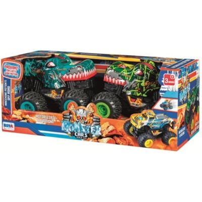Rs Toys Set Of 2 Monster Off-Road Cars With Clutch, Lights And Sounds, 1:24 Scale Rs Toys Set Of 2 Monster Off-Road Cars With Clutch, Lights And Sounds, 1:24 Scale