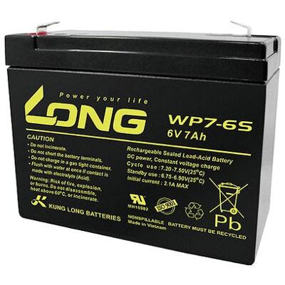 Batterie au plomb Kung Long WP7-6S 6V 7Ah - Sûre, Sans entretien Batterie au plomb Kung Long WP7-6S 6V 7Ah - Sûre, Sans entretien